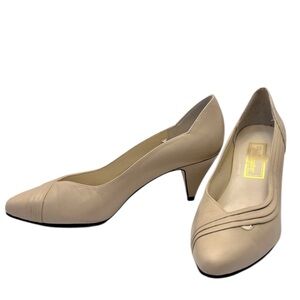 Taupe Sand Color Heels with Almond Toe Shape by Worthington.   Size = 7.5.